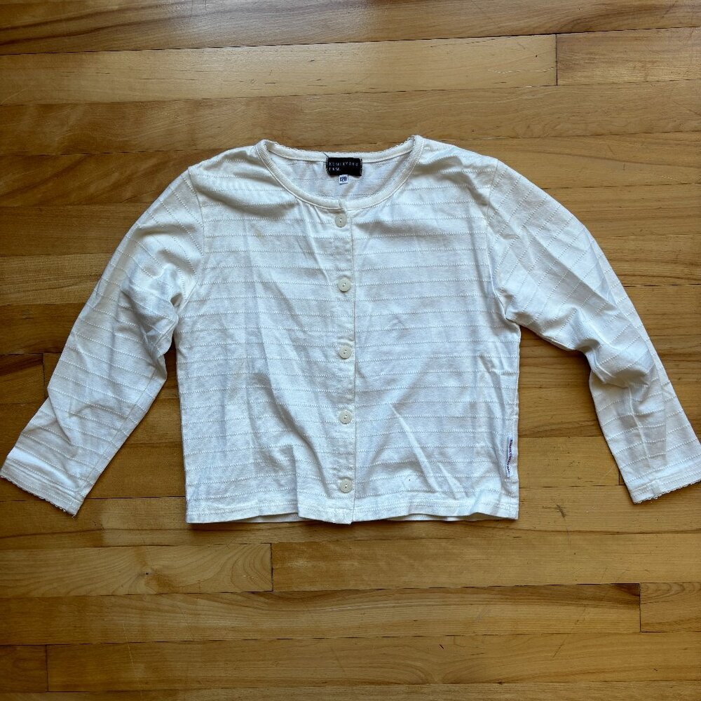 Kumikyoku FAM Girls White Knit Cardigan Sweater Size 120 (US 6)